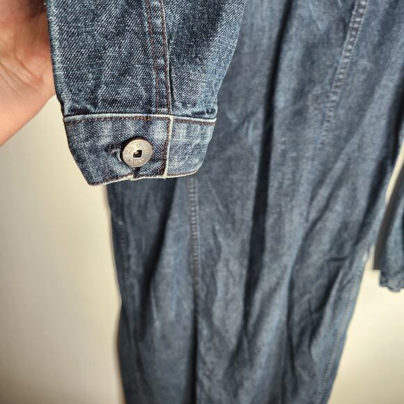 Vintage 90s Marithe + Francois Girbaud denim button front shirt dress Size M - Picture 8 of 9